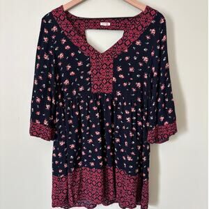 En Creme Floral Mini Dress Size Medium Cottage Core Boho Flowy